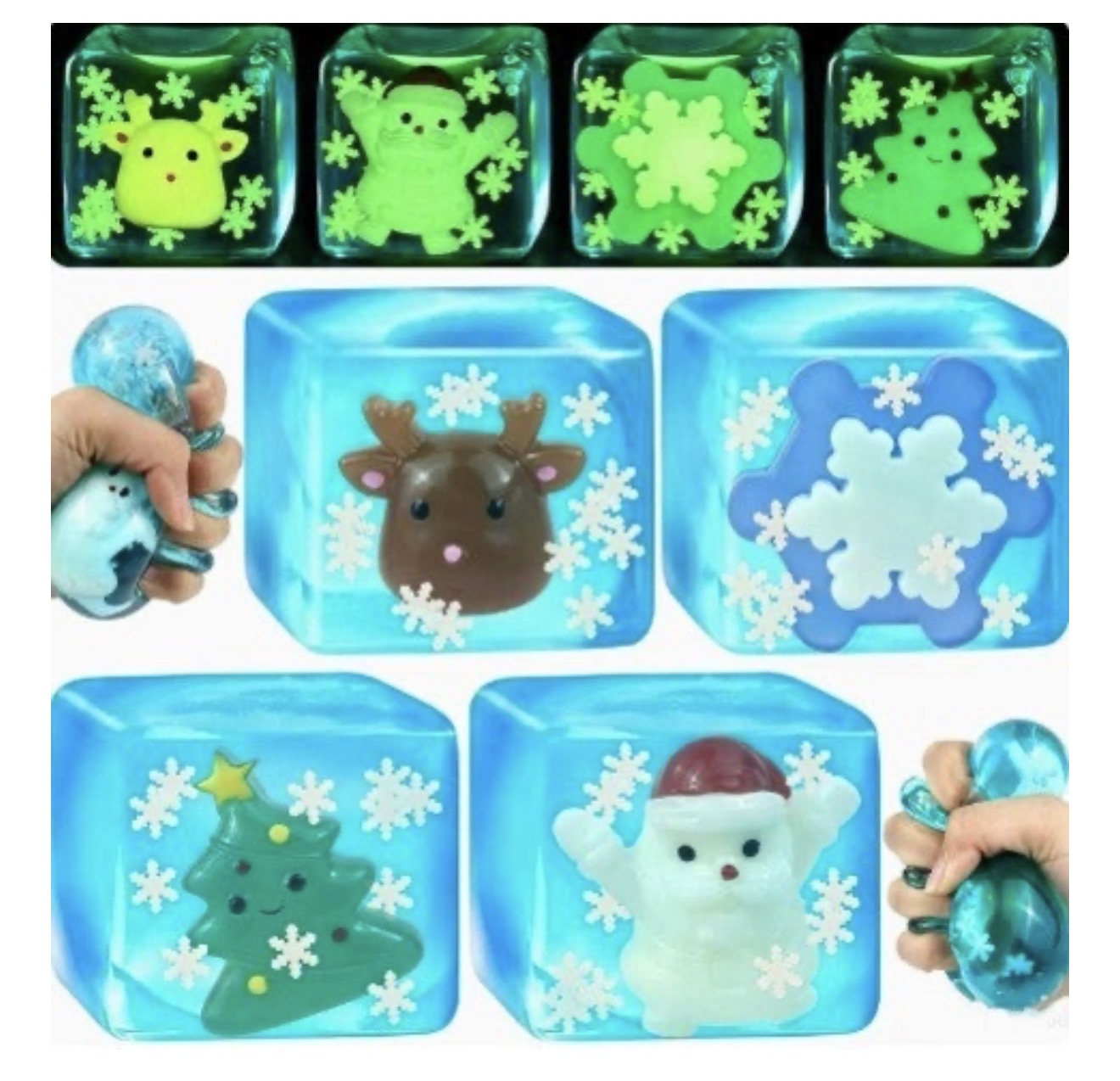 SQUISHY, Glow in the Dark, Holiday Ice Cube