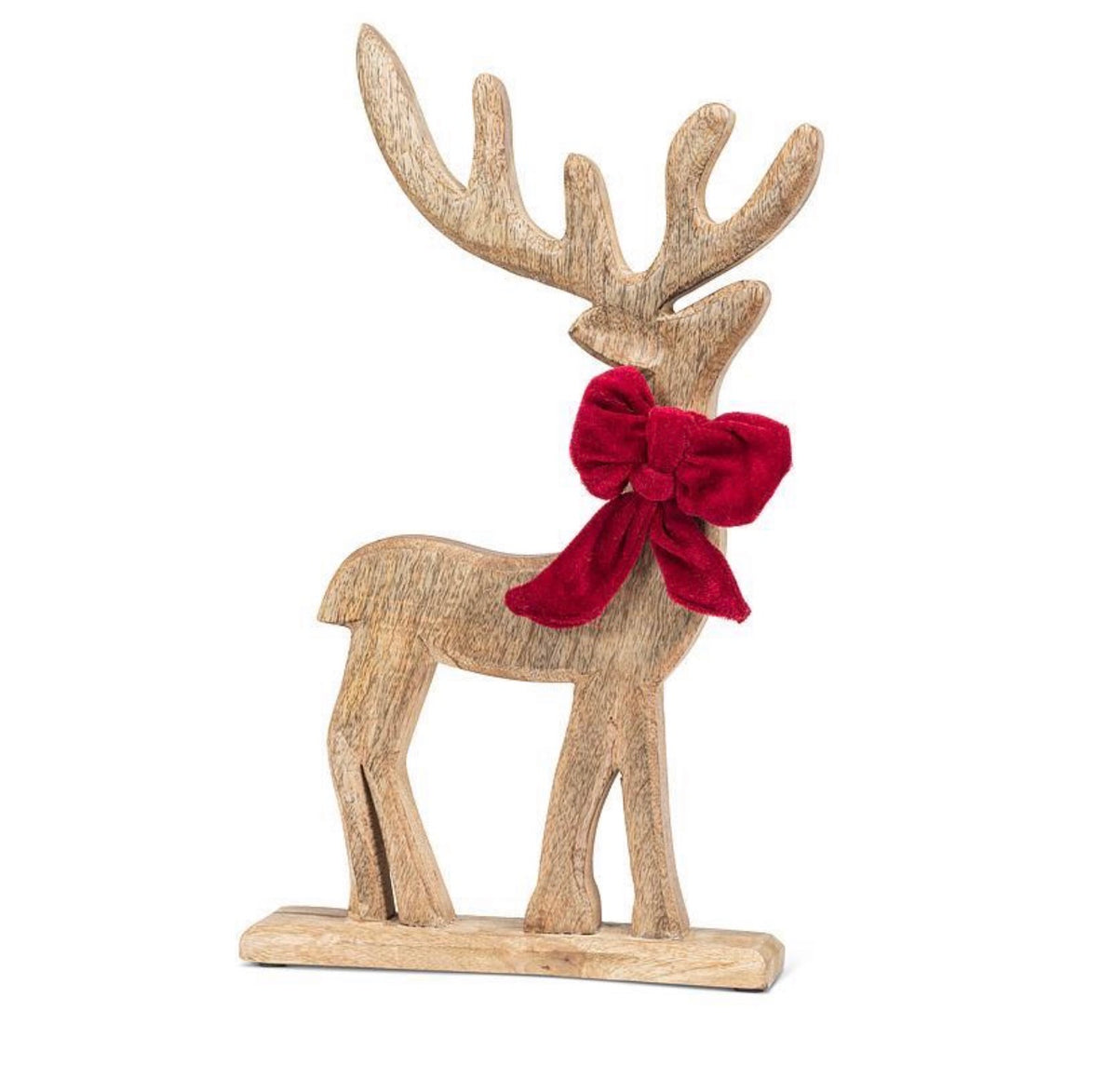 Standing Wood Reindeer with Velvet Bow