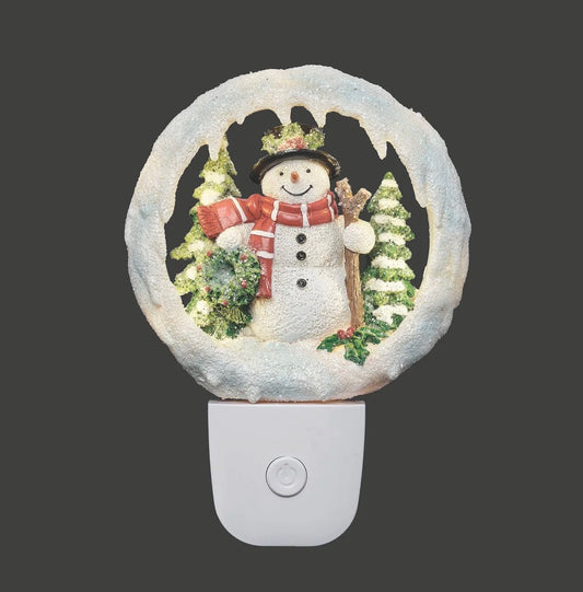 Roman Lights Snowman in wreath Night-Light #160288