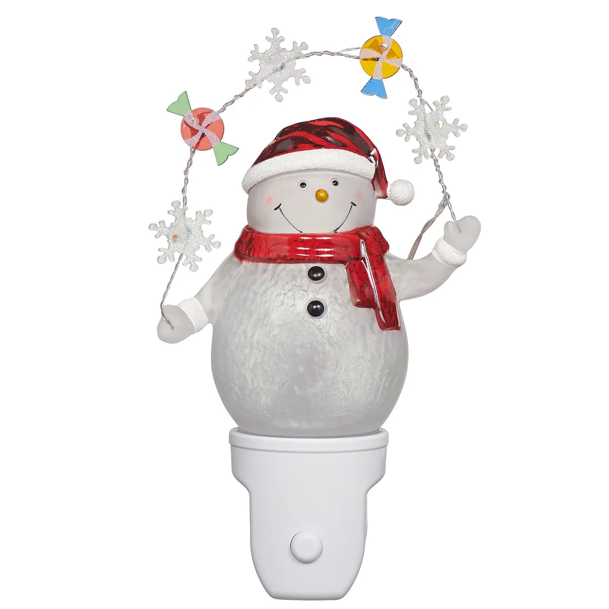 Roman Lights Snowman with Candy & Snowflake Garland Night-Light