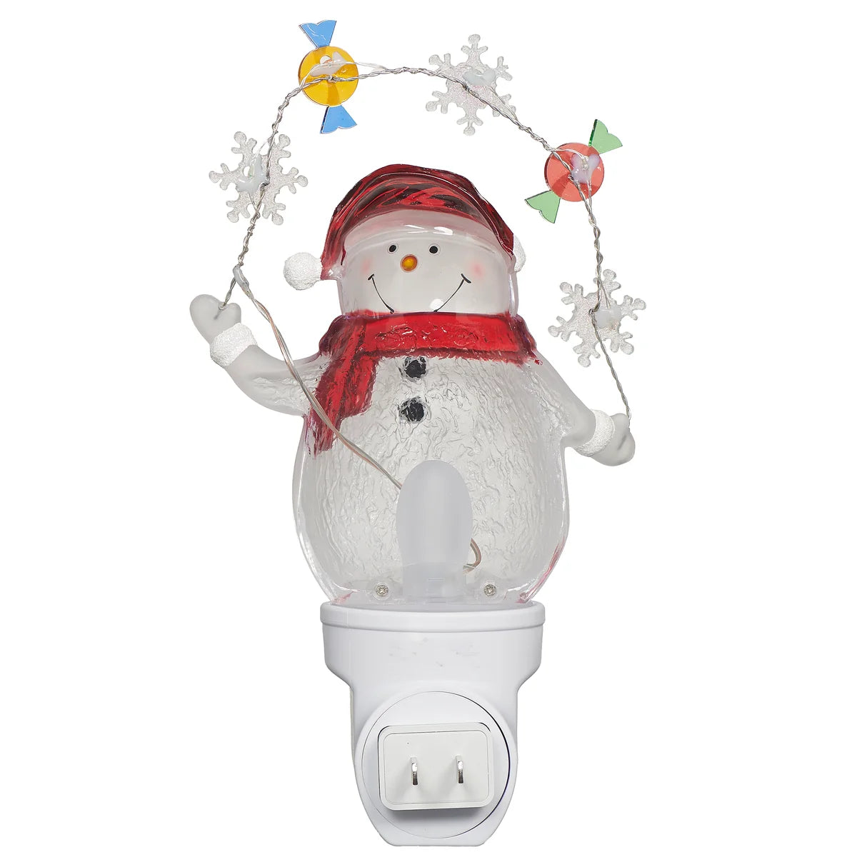 Roman Lights Snowman with Candy & Snowflake Garland Night-Light