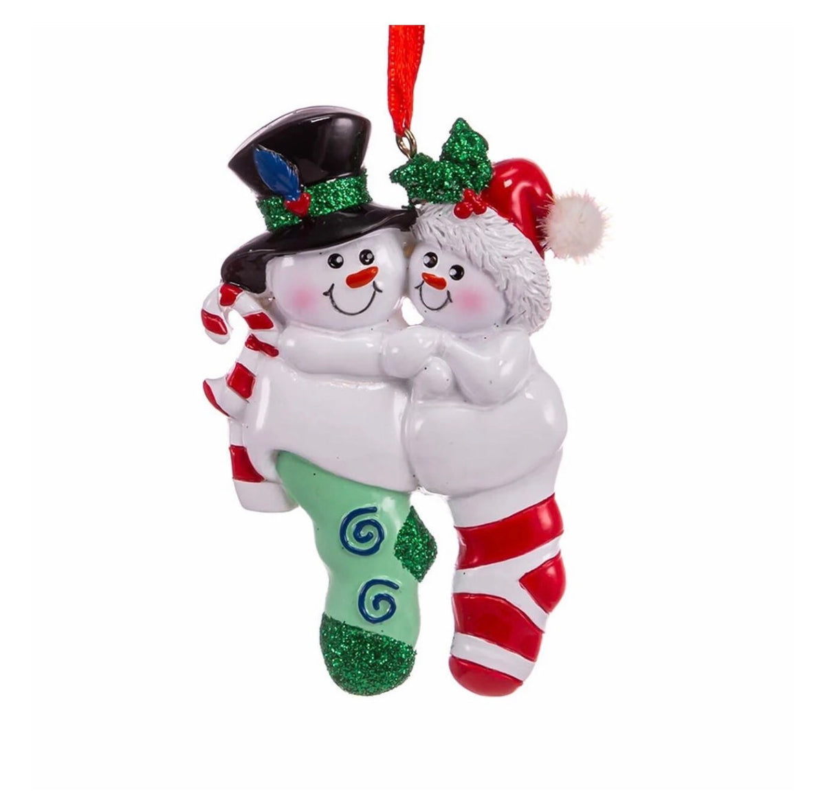 Snowman Stocking Family Of 2 Ornament For Personalization