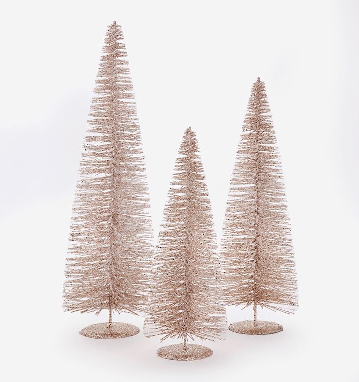 Glittered Tree Decor, Set of 3