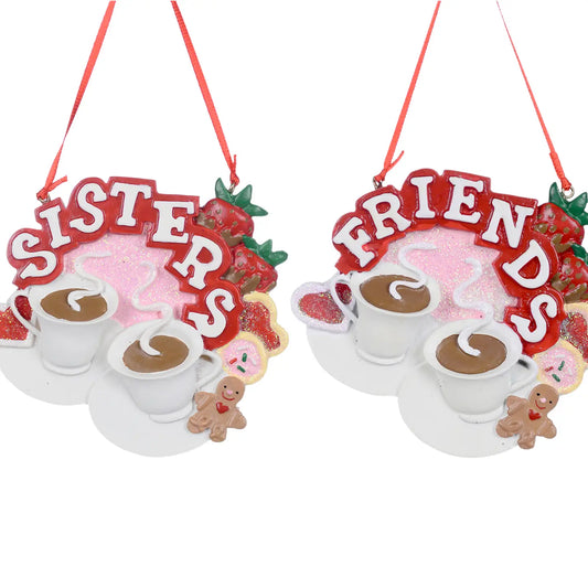 3 Inch Sisters & Friends With Coffee Ornament, 2 Assorted (sold individually)