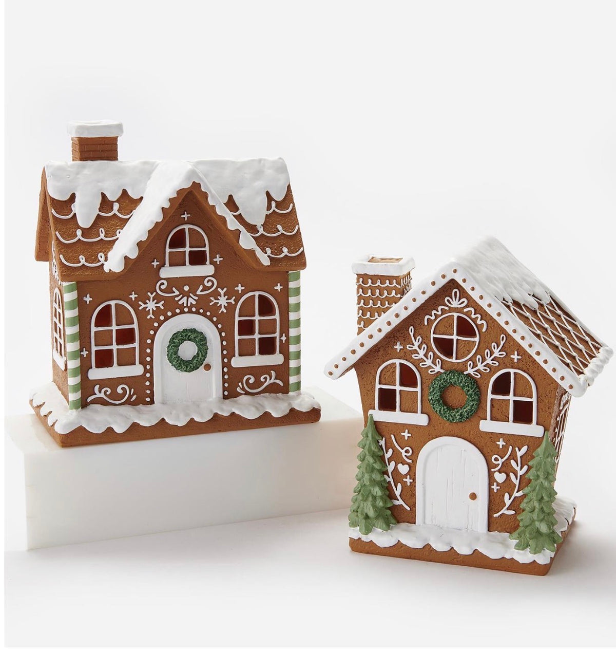 LED Brown & White Gingerbread House Table Decoration, 2 Styles (sold individually)