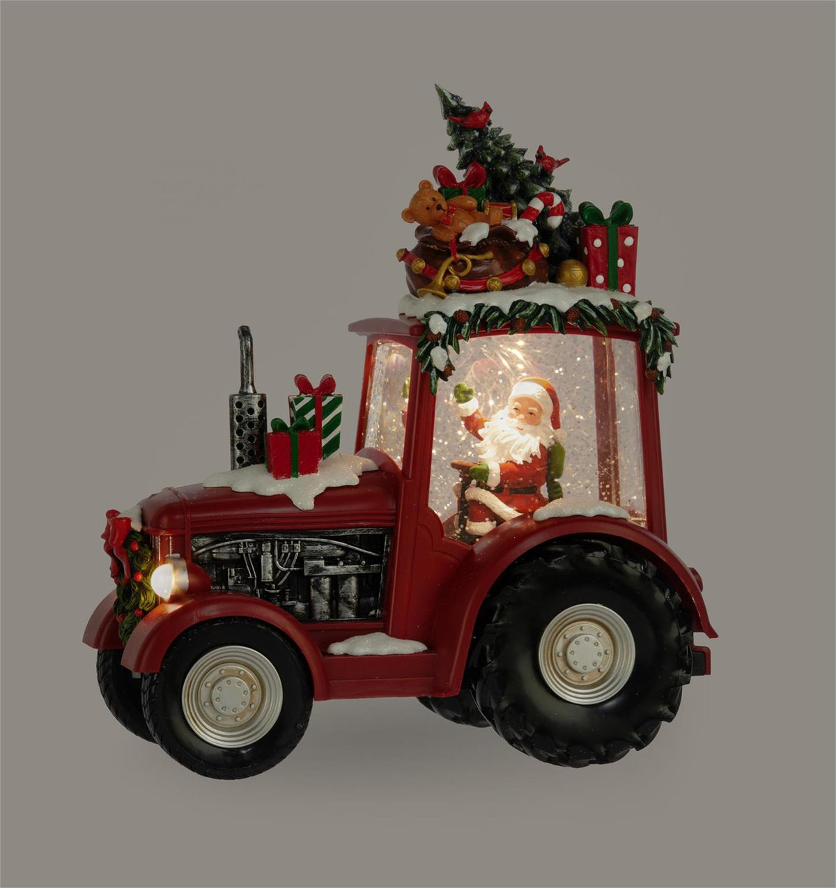 LED Santa Tractor Water Globe