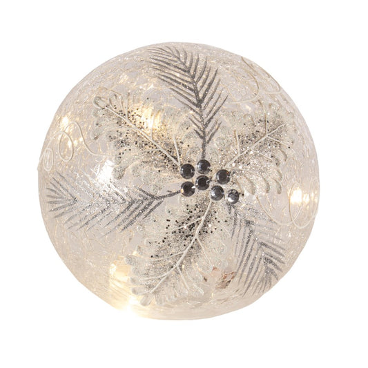 GLOBE-CLEAR WHITE WITH HOLLY LED