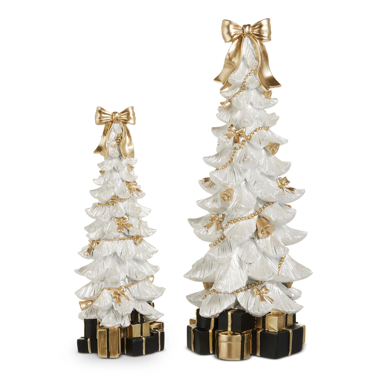 15.5" Bow Tree With Presents- Set of 2