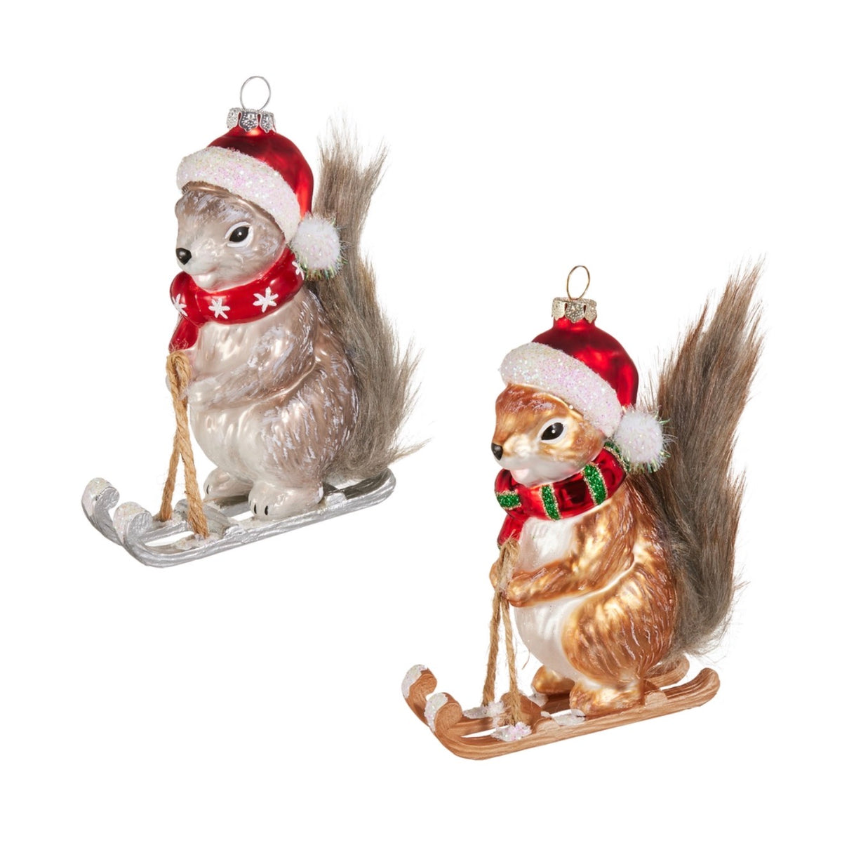4.75" Skiing Squirrel Ornament, 2 Assorted (sold individually)