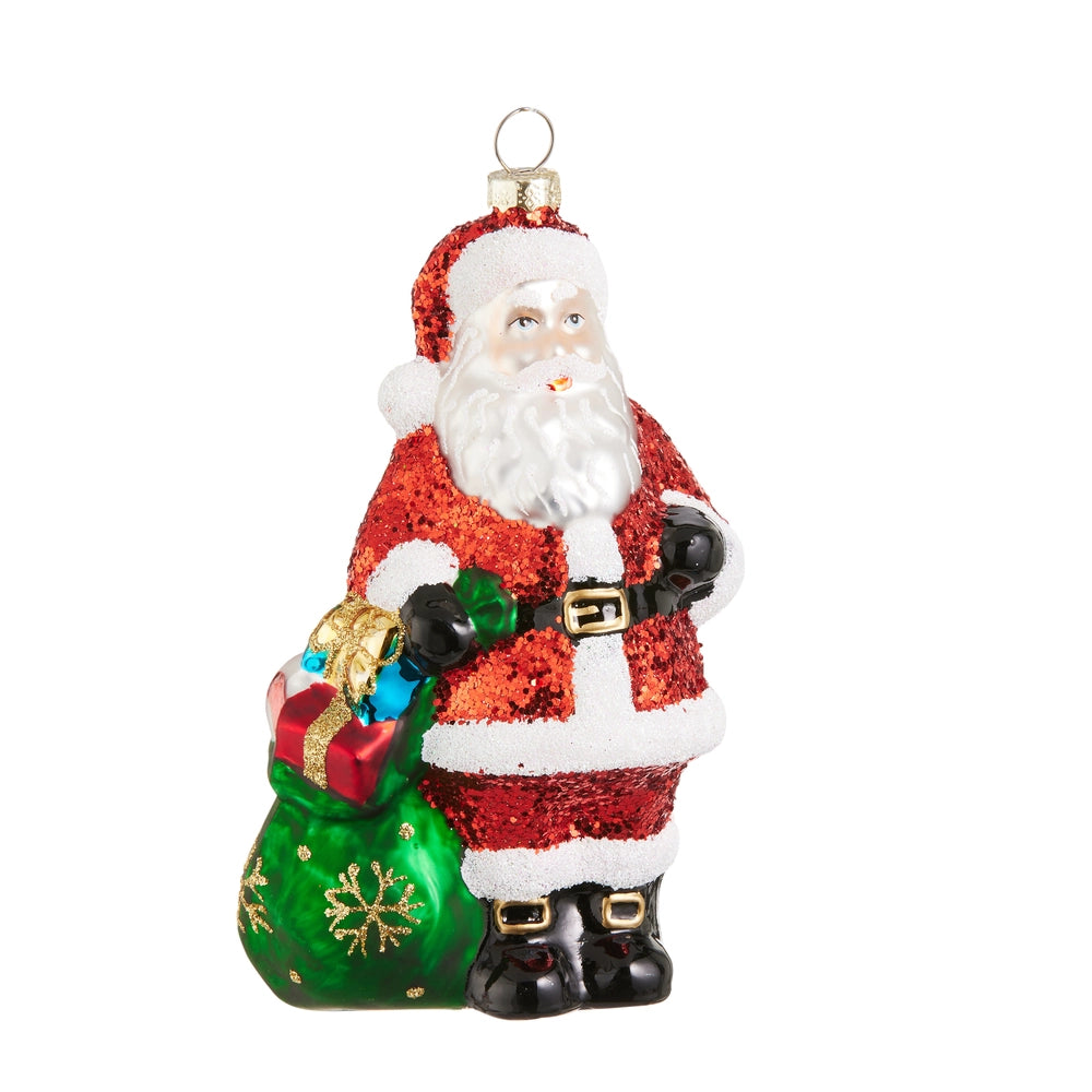 5.5" Glitter Santa Ornament