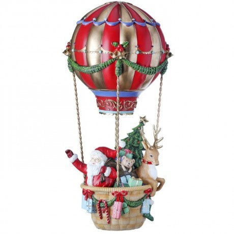 RESIN SANTA WITH HOT AIR BALLOON, 17 Inch
