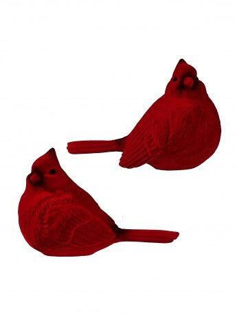 Flocked Cardinal Shelf Sitter