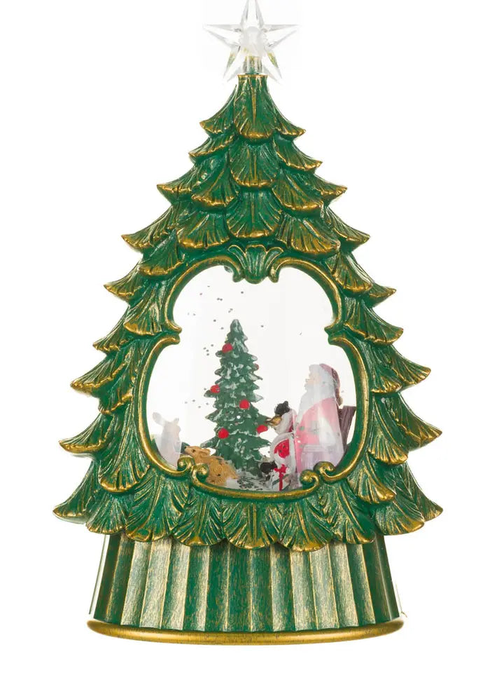 
• SKU: CB9073GR • Description: 10.5" Green Plastic Star Topped Tree Warm White LED Snow Globe with Cozy Santa and Deer Family • IMPORTED • Product Dimensions: 10.5 x 10.5 x 3.25 Inches; 2.32 lbs Holiday home decor doesn't have to be boring, classic, or stuffy - instead, it can be bright, fun or even quirky! If you are looking to find a cool new snow globe collection, you found the right online store! Our LED Star Topped Tree Snow Globe with cozy Santa and deer family will keep things cool with its Green Fr