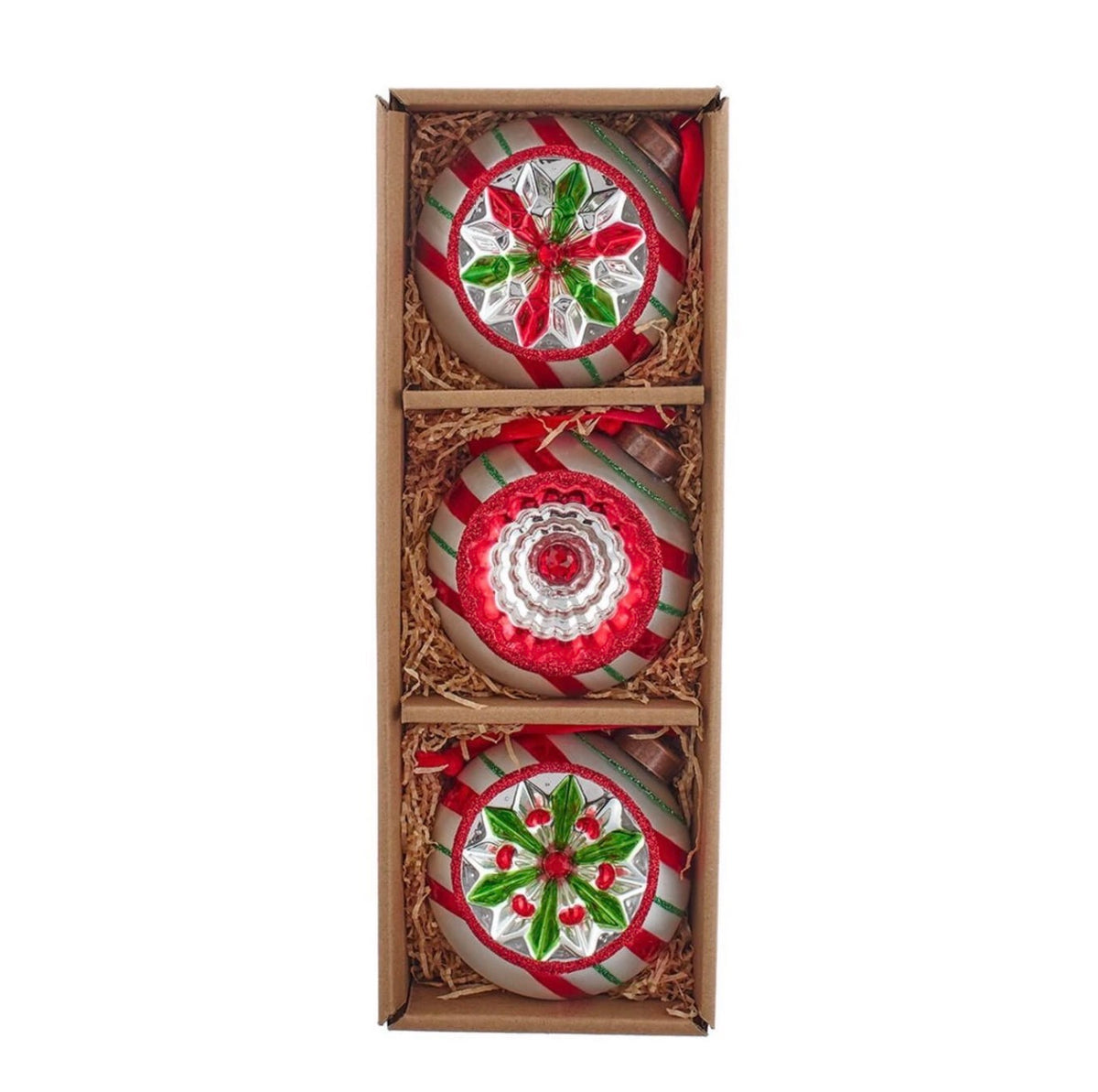 3" The Early Years Glass Reflector Ornaments, 3 Piece Box