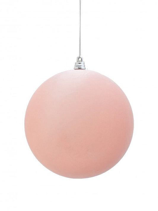 6" PINK FLOCKED BALL ORNAMENT