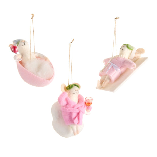 5.5" Spa Day Mice Ornaments