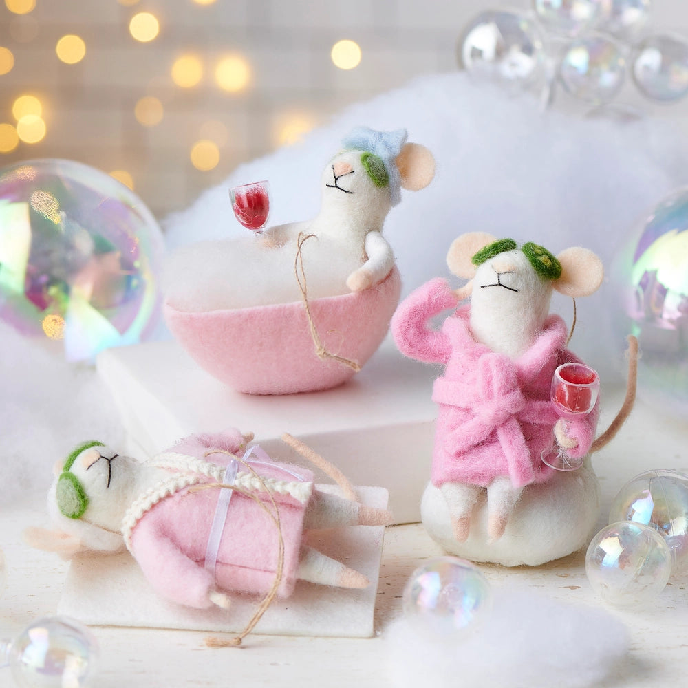 5.5" Spa Day Mice Ornaments