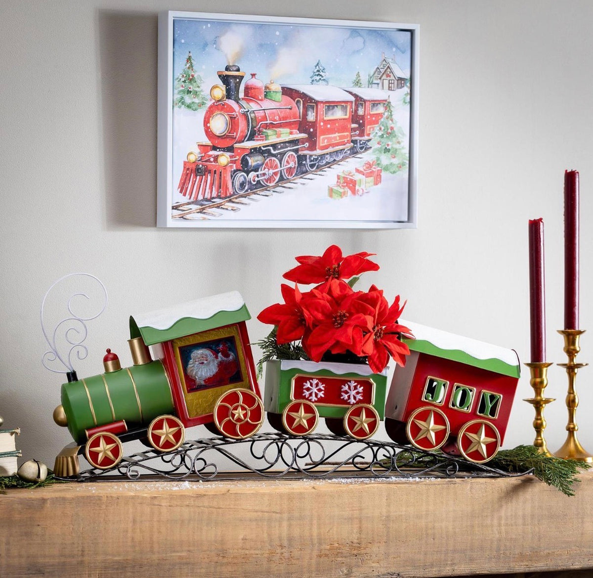 Twas the Night Planter, Metal Planter, Christmas Train, 25" L x 14" H
