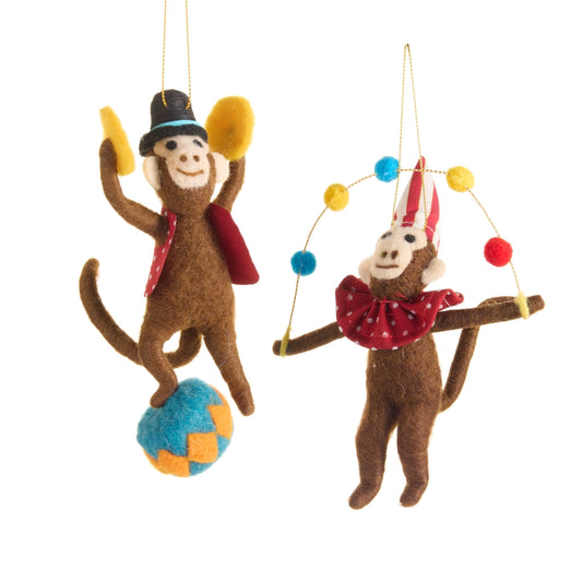 6.5" Circus Monkey Ornament, 2 Assorted (sold individually)