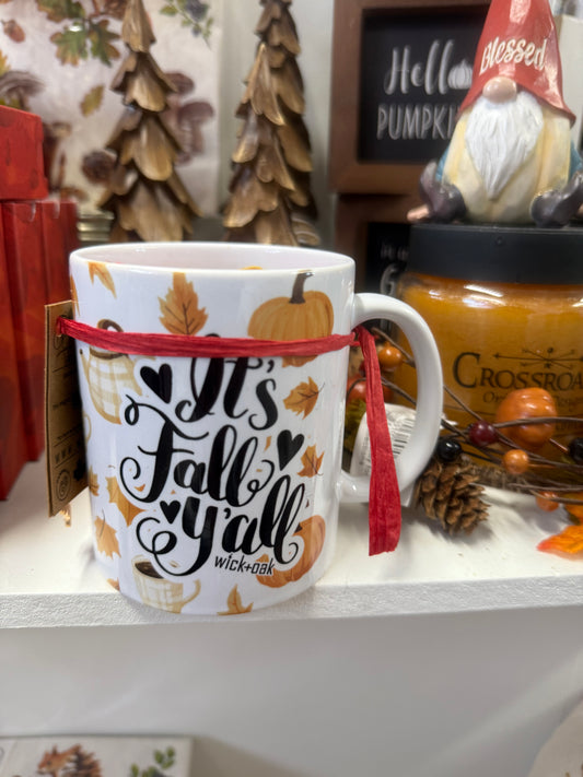 It’s Fall Y’all, Candle in a Mug with charm