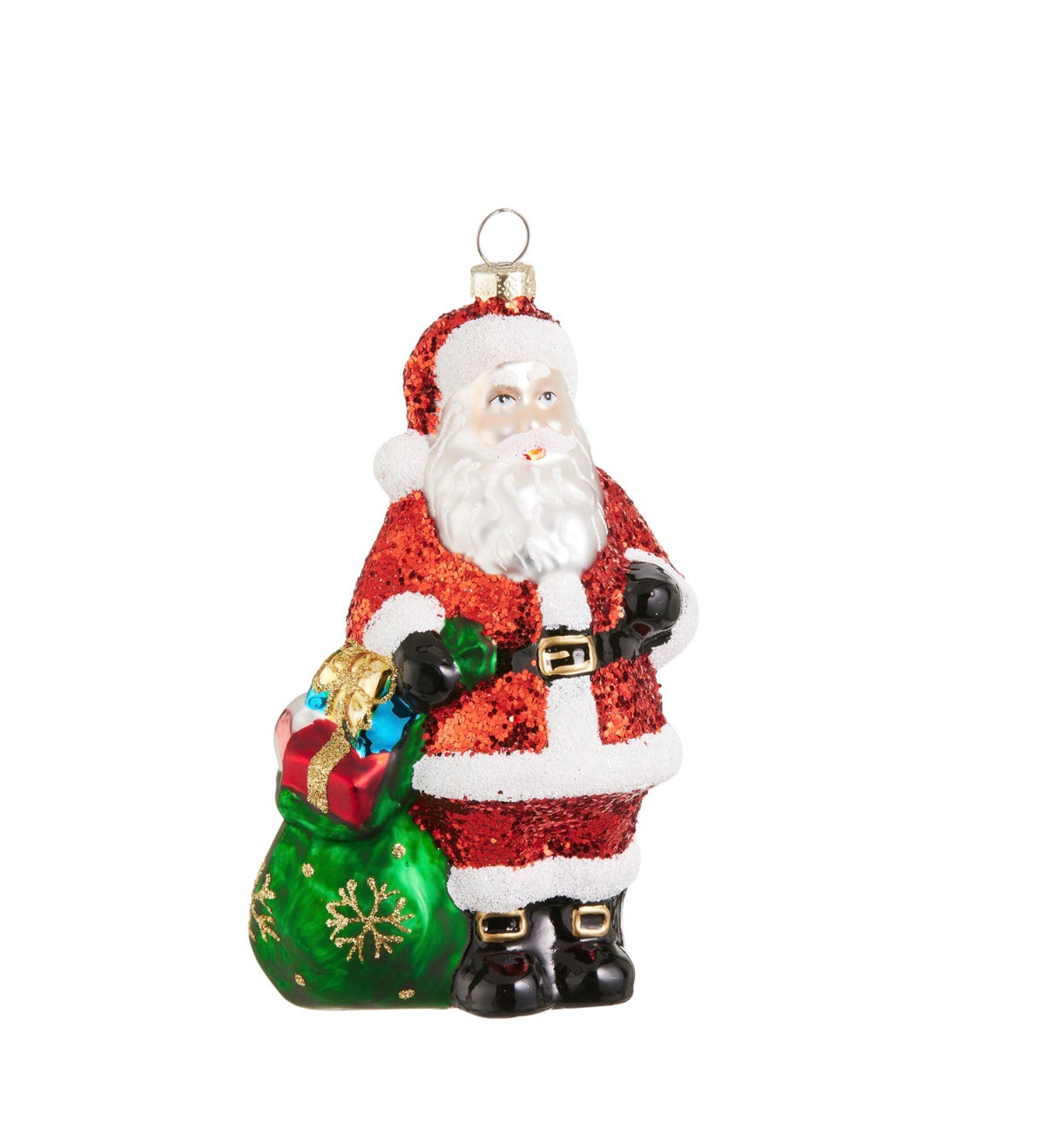 5.5" Glitter Santa Ornament
