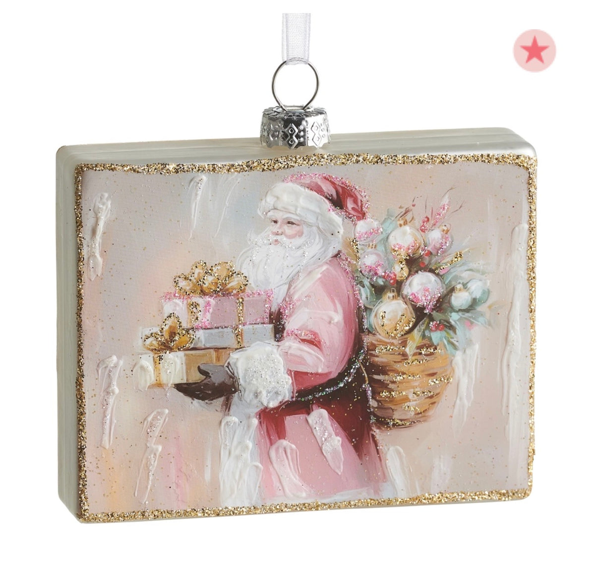4" Twilight Tidings Santa Rectangle Ornament