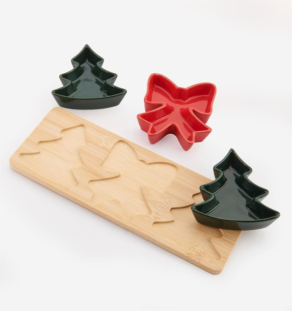 Christmas Tree Design Sectional Dipping Bowl Set, Set of 4
