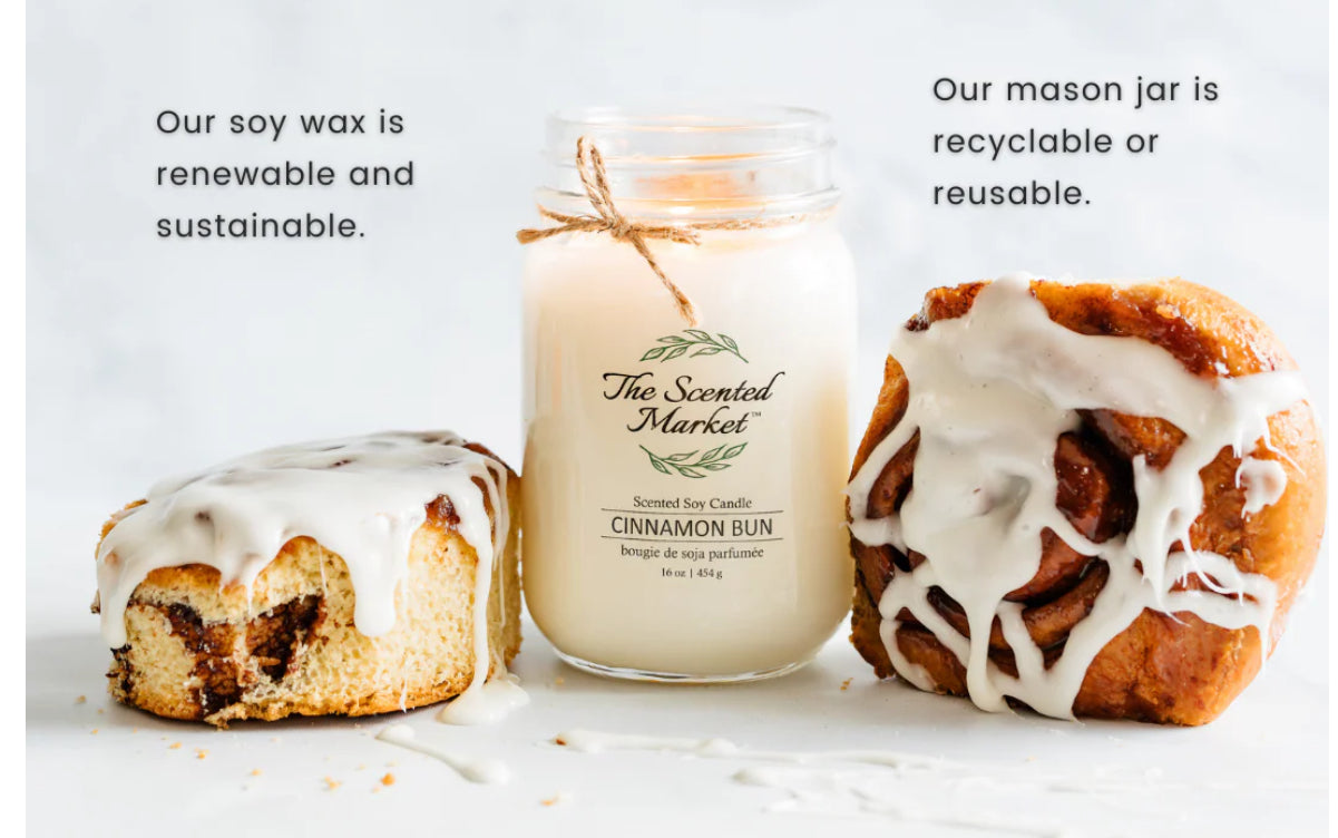 The Scented Market - CINNAMON BUN Soy Wax Candle 8 oz