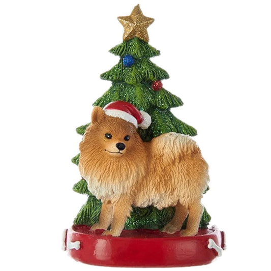 Pomeranian Ornament with Christmas Tree