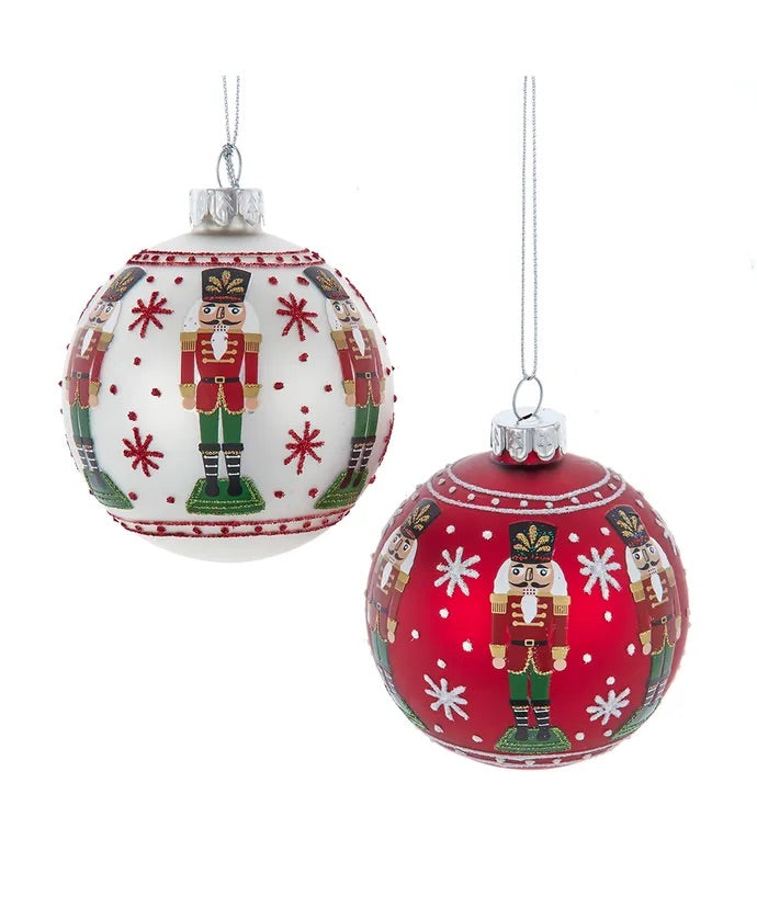 Glass Nutcracker Design Ball Ornaments, 4-Piece Box