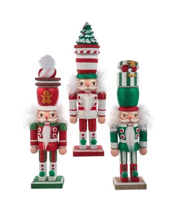 18" Hollywood Nutcrackers™ Red, Green & White Whimsical Hat Nutcrackers, 3 Styles, Sold Individually