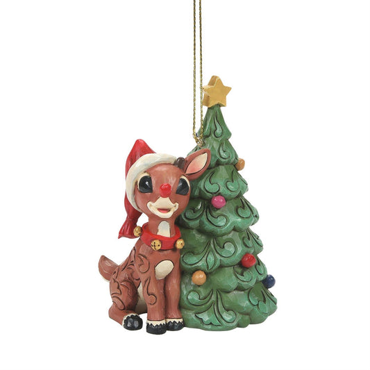 Rudolph with Christmas Tree Ornament by Jim Shore, Lights Up