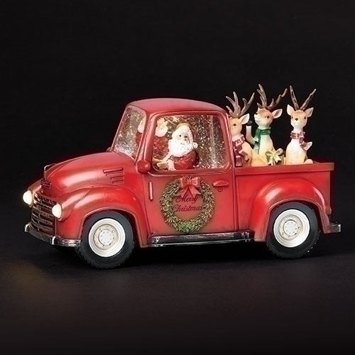 6"H LIGHTED SWIRL TRUCK WITH
SANTA DRIVER AND REINDEER by Roman #134708