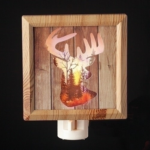 6.25"H DEER SILHOUETTE NIGHT-
LIGHT FAUX WOOD FRAME; PLUG IN