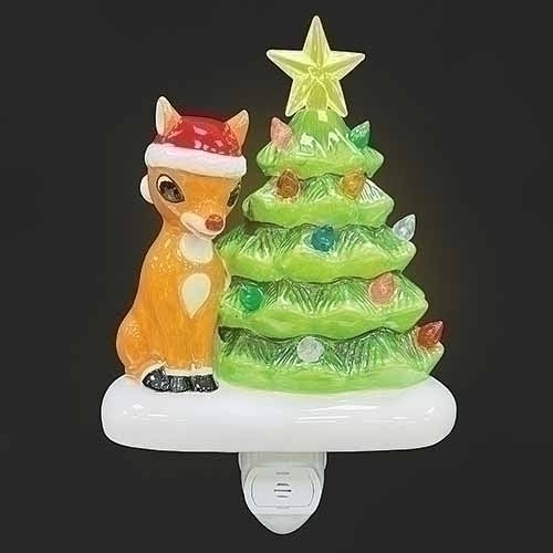 7 “ High Rudolph with Vintage Christmas Tree Nightlight