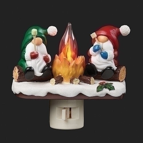 3.7"H GNOMES BY CAMPFIRE NIGHT
LIGHT;FLICKER BULB;SWIVEL PLUG by Roman #160293