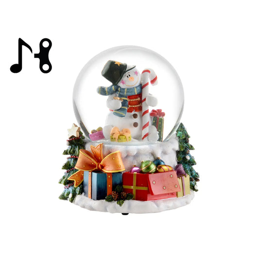 6 Inch Snowglobe, Snowman with Candy Cane & Presents