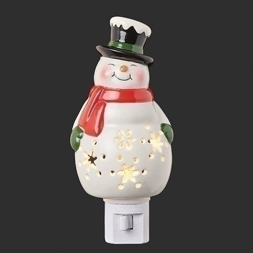 6.5"H SNOWMAN NIGHTLIGHT WITH
SNOWFLAKE BELLY; SWIVEL PLUG by Roman #160366