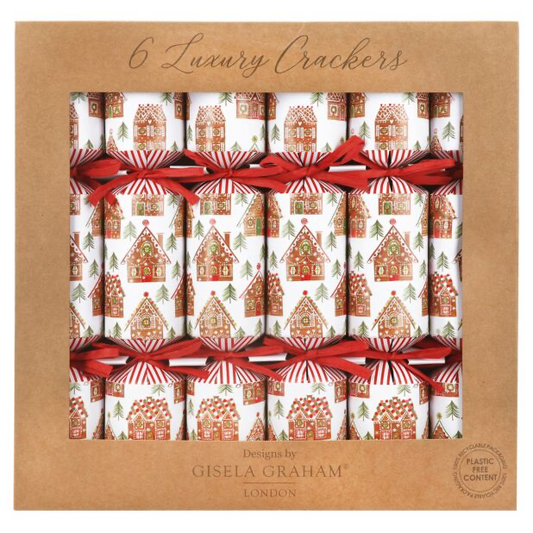 Gisela Graham Gingerbread House Set of 6 Luxury Christmas Crackers