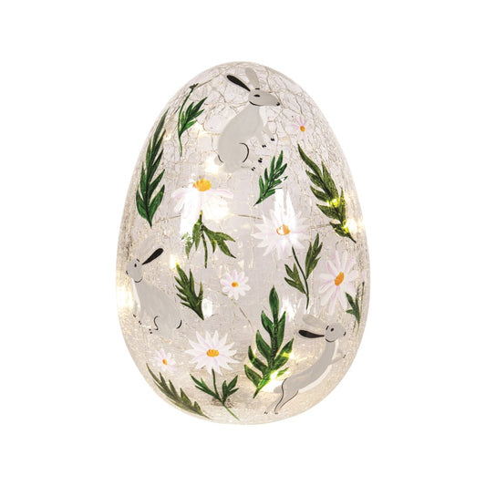 GLASS EGG WITH BUNNIES/LED
