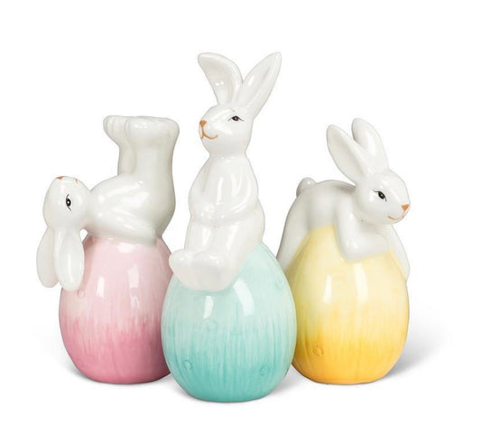 Playful Bunnies with Egg Figurine, Sold Individually