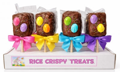 Chocolate Covered Easter Rice Crispy Pop