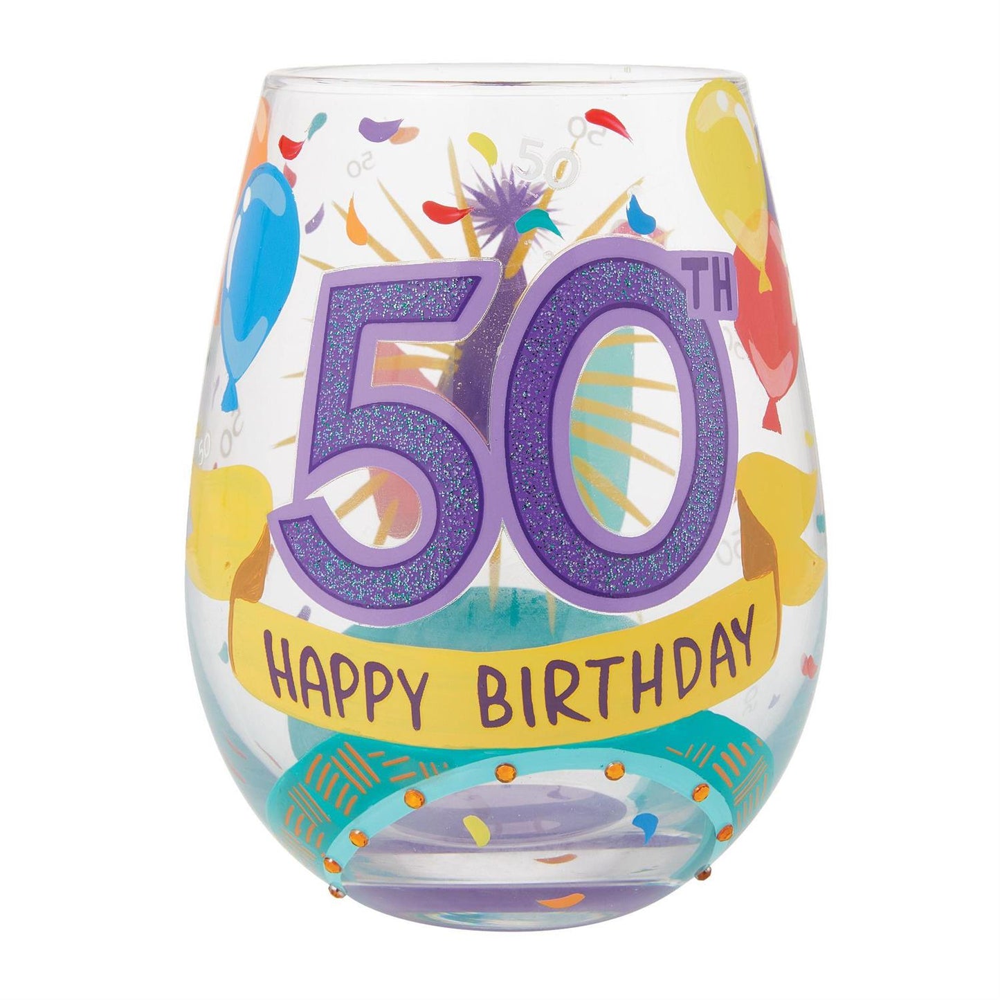 Happy 50th Stemless Wine Glass, Lolita