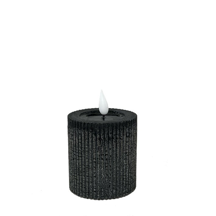 2.75x3" LED Pillar, on Timer, Black, Set of 2