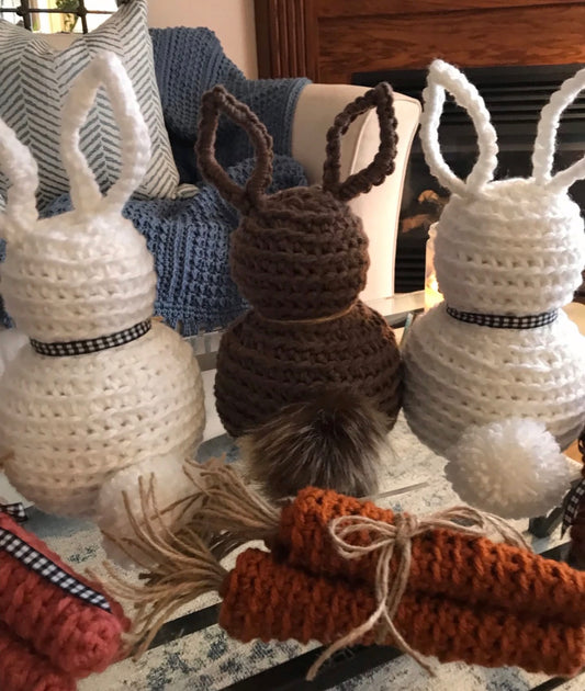 Handmade Crochet Easter Bunny with Carrot Bundle, 3 Assorted (sold individually)