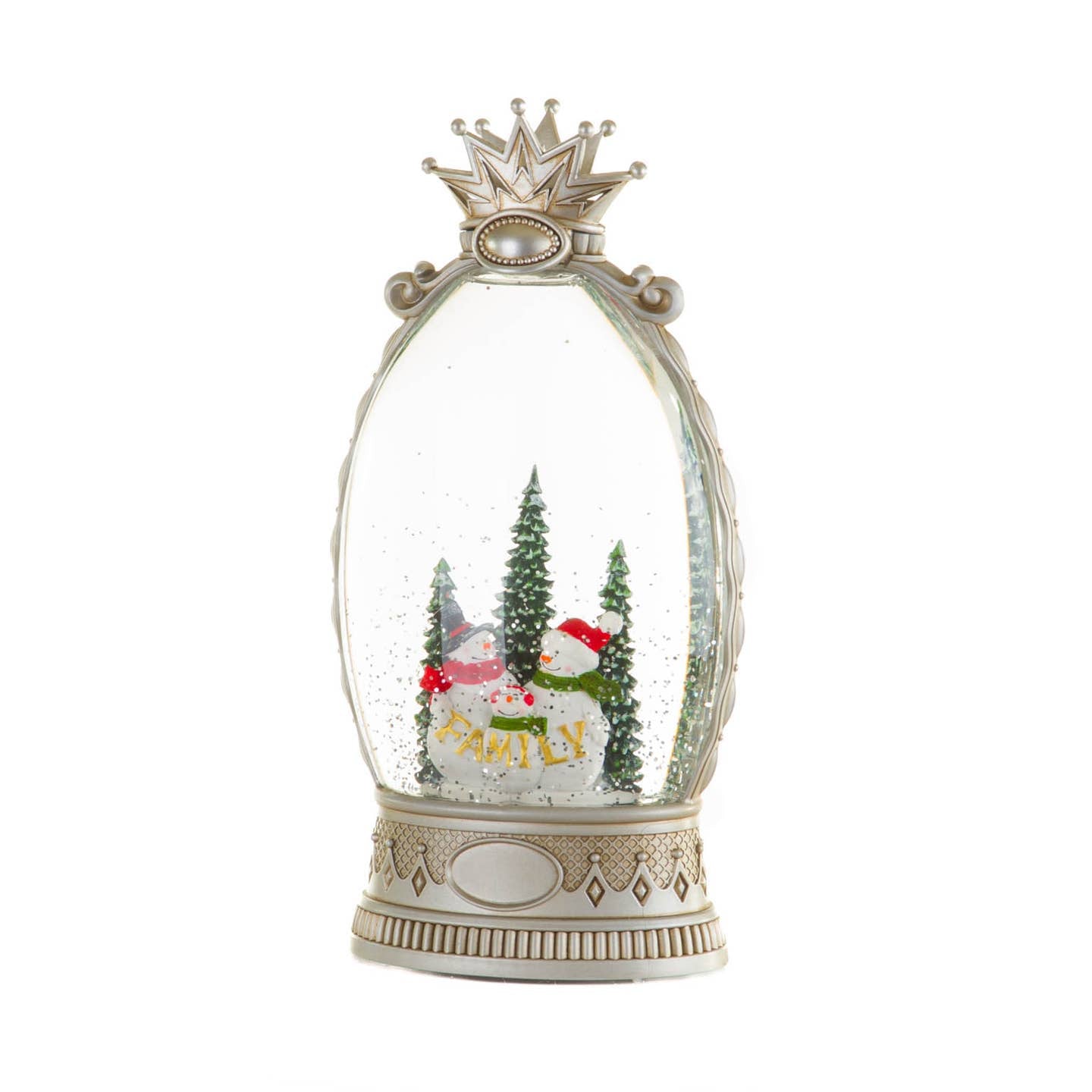 Silver Snowman Family Led Snow Globe with Music