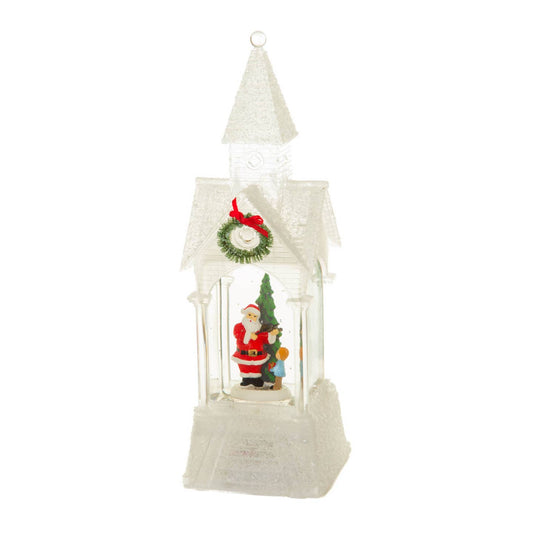 White Violinist Santa Led Snow Globe with Music