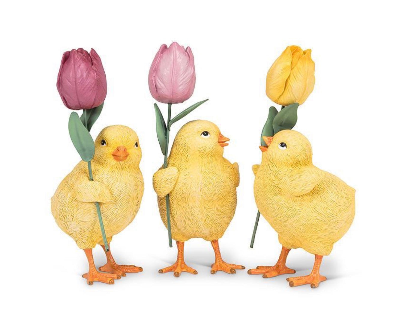 Standing Chicks with Tulip, 3 Assorted (sold individually)