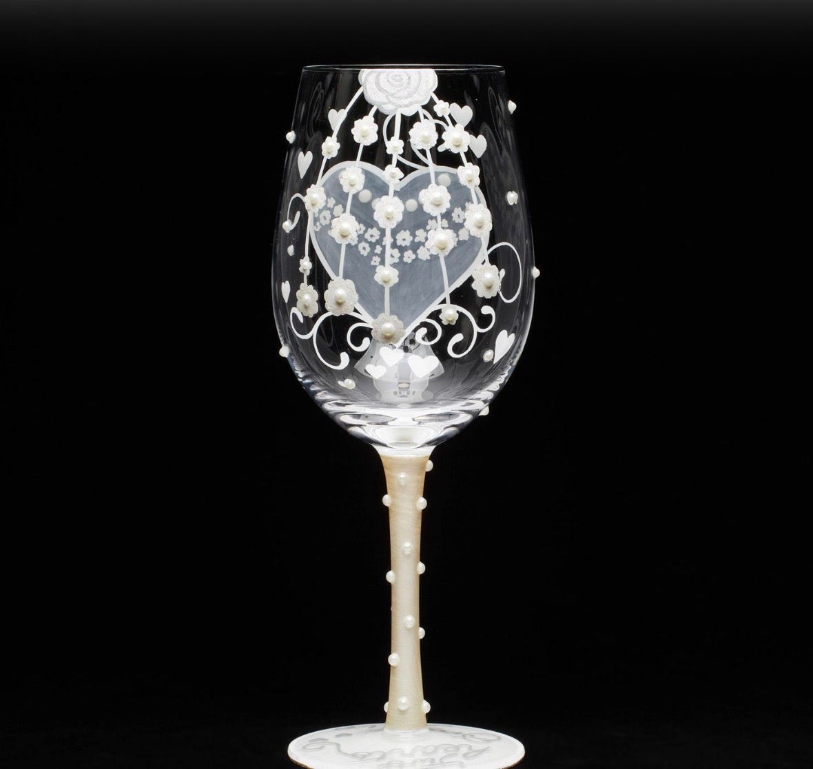Bride Two Hearts Wine Glass by Lolita