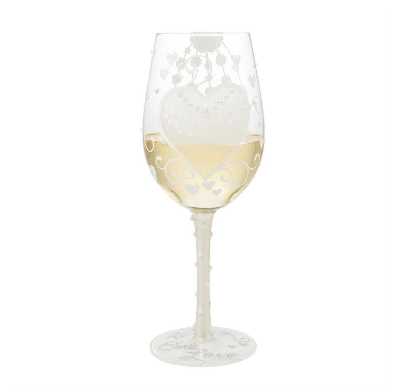 Bride Two Hearts Wine Glass by Lolita